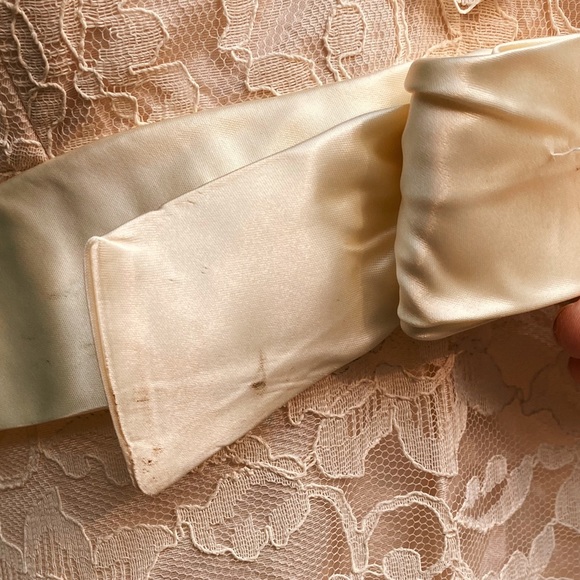 1960's Cream Lace & Satin Mini Dress & Pants Set - Picture 6 of 8